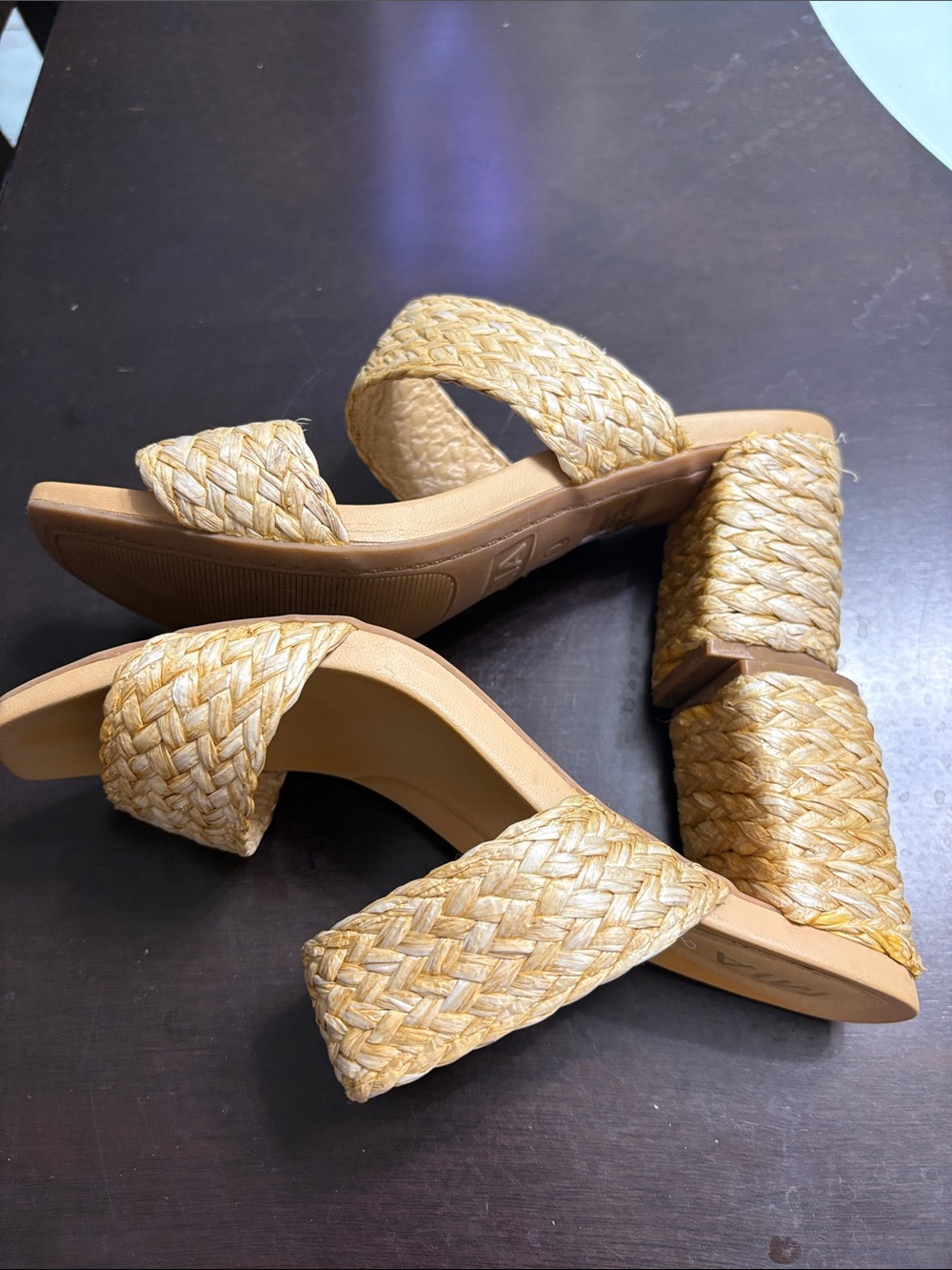 MIA Braided Straw Double-Strap Slide Sandals in Tan - Picture 5 of 7